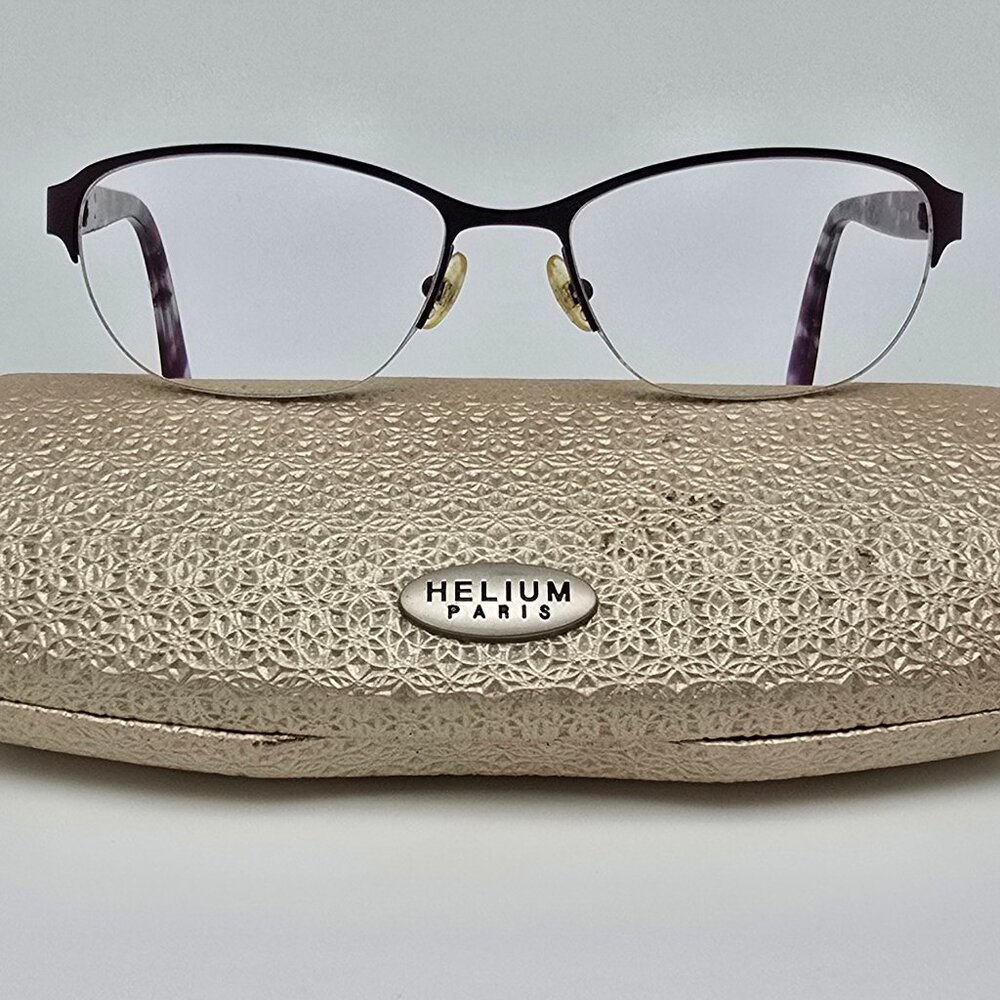 Helium Paris 4248 Purple Tortoise Semi Rimless Cat Eye Eyeglasses Frame w/ Case